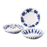 【yamaka】Moomin 嚕嚕米 藍色花卉系列 陶瓷餐盤三件組 17cm(餐具雜貨)