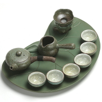 輕奢日式綠陶茶盤功夫茶具套裝家用簡約泡干臺客廳會客茶器泡整套