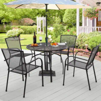 Metal Patio Table and Chairs Set , Outdoor Dining Sets Patio Dining Table Furniture Set Round Outside Table and Chairs