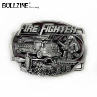 Bullzine zinc alloy Fire fighter belt buckle pewter finish FP-02235 LUXURIOUS cowboy jeans gift belt buckle