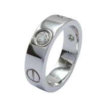 【二手名牌BRAND OFF】Cartier 卡地亞 18白K金 鑽石 LOVE 戒指 #51
