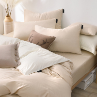 OLIVIA TWINS 米X米白 標準單人床包美式枕套兩件組 MOC莫代爾棉 台灣製