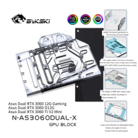 Bykski GPU Block For Asus Dual RTX 3060 12G Gaming With Backplate GPU Water Cooling Cooler, N-AS3060DUAL-X