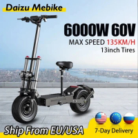 Max 100 KM/H Electric Scooter 6000W Motor for Adults 13 Inch Tire Electric Scooter Strong Dual Motor Escooters Powerful Off Road