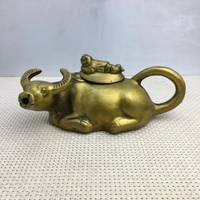 純銅生肖牛把壺仿古銅器茶壺酒壺水壺家居茶道酒店裝飾工藝品擺件