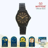 Mirage Jam Tangan Wanita Analog 8709 L Full Black Original Stainless Plat Hitam