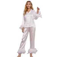 Women's Solid Color Sleepwear Long Pants Long Sleeve Tops Set Suits Sets Cotton Pajama Set For Women Plus-size Night Wears