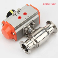 2-1/2" 63MM Air Control Pneumatic Valve Double Acting Sanitary Ball Valve Stainless Steel Valve Clamp Installing