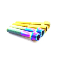 1pcs M10 titanium alloy bolts screw hexagon socket dazzle colour golden bolt screws 55mm length