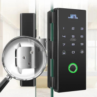 Glass Door 200 Fingerprint TouchKey Lock Single Double Open Slide Door Electric Lock 500 IC Card Users Reader Access Controller