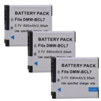 PowerTrust 3Pcs DMW-BCL7 690mAh BCL7 BCL7E Camera Battery for Panasonic Lumix DMC-F5, DMC-FH10, DMC-FS50, DMC-SZ10, DMC-SZ9, SZ8