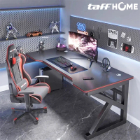 Meja Komputer PC Model K Minimalis Desk Laptop Gaming Kerja Rangka Besi Kokoh Set Baut