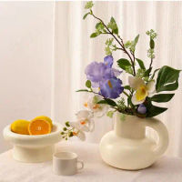 Morandi Color Ceramic Vase Nordic Modern Ins Solid Color Simple Big Belly Hydroponic Vases Home Plant Pots Decorative Ornament