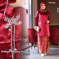 COD BONUS HIJAB.! Spesial Tunik Melayu Baju Kurung Melayu Belah Samping Rok Songket Tenun Mewah Baha