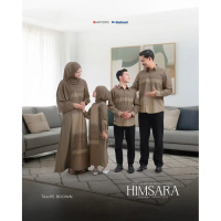 Yasmeera Sarimbit 2026 Himsara Taupe Brown Gamis Kemeja Lebaran Motif Garis Polos Gailea Crepe Dobby