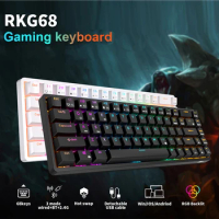 RK Royal Kludge RK837 Mechancial Keyboard 68 Keys 65% Compact 2.4G Wireless Bluetooth Gamer Keyboard RGB Backlight Hot Swappable
