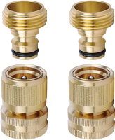 Brass Hose Quick Connect 3/4 Inch GHT Thread Garden Hose Quick Connector No-Leak Water Hose Quick Co