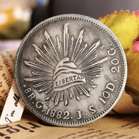 抖音同款項鏈原幣鷹洋 墨西哥1882銀幣銀元銀圓 外國錢幣古玩收藏