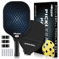 Pickbleball Set Blue Paddles with Cover Case Overgrip Lead Tape, USAPA Approved Fiberglass Racket Grip Accessories Kit Carbon Fi