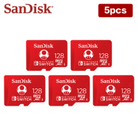 SanDisk SD Card Micro SDXC Flash Memory Card Red Yellow 128GB 256GB TF Card 100MB/s for Mario Nintendo Switch Game Expanssion