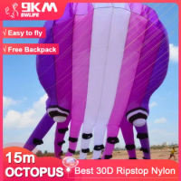 9KM 15m Octopus Kite Line Laundry Pendant Soft Inflatable Show Kite for Kite Festival 30D Ripstop Polyester with Bag