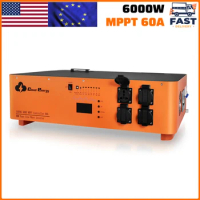 6000W 48V Pure Sine Wave Inverter with 60A MPPT Controller 48V to 110V Output 18000W Surge LCD Remote Panel for Home RV Camping