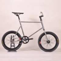 20 inch FIXED GEAR BIKE Retro Steel Silver Electroplating Frame Single Speed Road Bike With Small Diameter Wheels and V brakes
