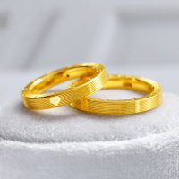 越南沙金時鐘情侶戒指黃銅鍍金愛心時尚情侶對戒送女友禮品