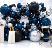 Navy Blue Black Silver BalloonRoyal BlueBlack &Metallic Silver Balloons |   with Clear Confetti Ball