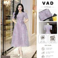 [FREE SHIP] Váy Maxi Tím VAD Clothings chất gấm dập vân nổi sang trọng, form xòe dài nữ tính. Tay ph