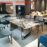 Minimalist rectangular Italian marble dining table design sense custom living room luxury villa family dining table and chairs