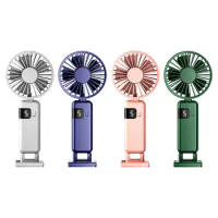 Folded Fan Cooling Personal Fan Silent LED Display 5 Gears Adjustable Table Fan for Summer Camping Living Room Office Dormitory