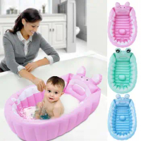 Baby Bathtub With Air Pump Newborn Bathtub Foldable Shower Basin Non Slip Travel Bathtub Collapsible Kids Thick Foldable Shower