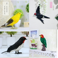 仿真鳥類動物標本黃鸝綠鳩啄木鳥伯勞鳥麻雀掛燕羽毛鳥類裝飾擺件