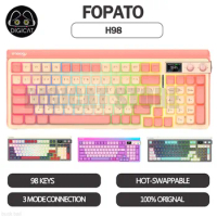 FOPATO H98 Mechanical Gamer Keyboard With TFT Screen 3 Mode USB/2.4G/Bluetooth Wireless Keyboard Hot Swap 98 Key RGB Keyboard