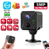 Ubox 5MP HD Mini Camera Security 4G SIM Card WiFi Camera PIR Human Detection Voice Intercom CCTV Home Surveillance Camcorder