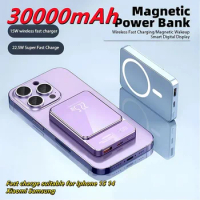 30000mAh Wireless Magnetic Power bank Super Fast Charging Type C Mini Power Bank Spare battery for Iphone 15 14 Xiaomi Samsung