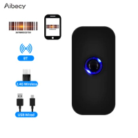 Aibecy 3-in-1 Barcode Scanner Handheld 1D/2D/QR Bar Code Reader Support BT &amp; 2.4G Wireless USB Wired Connection for Supermarket