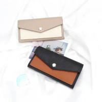 Small Purse for Ladies Genuine Cow Leather Palm Pattern Long Wallet Women Fashion Contrast Color Clutch Phone Card Holder