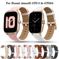 20mm Leather Band For Xiaomi Huami Amazfit GTS 2 2e 3 4 GTS4 mini Wristband Strap Amazfit Bip S U GTR 42mm Smartwatch Bracelet