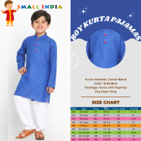 {**ส่งฟรี**} SMALL INDIA Kids Boy Solid Blue & White Kurta Pajamas Boy Kurta Pajamas