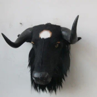creative simulation yak head toy lovely handicraft black yak head gift Furnishing articles about 52x50cm