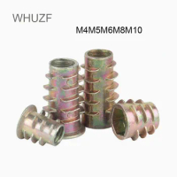 WHUZF Free Shipping 10/40PCS M4 M5 M6 M8 M10 Zinc Alloy Thread For Wood Insert Nut Flanged Hex Drive Head Furniture Nuts