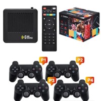 4 Gamepads G11 Pro 4K HD Video Game Console 2.4G Wireless Controller For PS1/N64 Dual System Family Gamebox Built-in 60000 Games