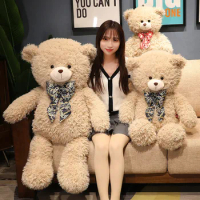 New 60-100Cm Kawaii Cute Teddy Bear Bow Plush Toy Big Bear Pillow Doll Plush Toy Couple Girl Christmas Birthday Gift