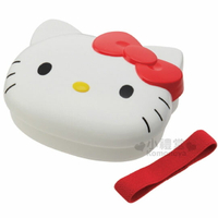 小禮堂 Hello Kitty 造型微波便當盒 塑膠便當盒 保鮮盒 300ml《紅白 大臉》
