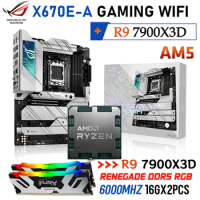 ASUS ROG STRIX X670E-A GAMING WIFI 6E Socket AM5 Motherboard+AMD R9 7900X 3D CPU+Kingston Renegade 6000MHz 16GBx2PCS RGB Kit