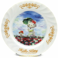 asdfkitty*KITTY收藏級古典陶瓷繪盤-春遊-2001年絕版商品-日本正版