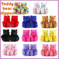 Designer Bear Indoor Shoes Slides for Female Fun Cute Animal Winter Fur House Women Slipper Ladies Teddy Bear Plush Slippers