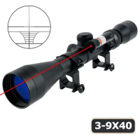 Tactical 3-9x40 Optical with Laser Riflescope Outdoor Reflex Shooting Rifle Scope Adjustable Airsoft Scopes Hunting Accessory